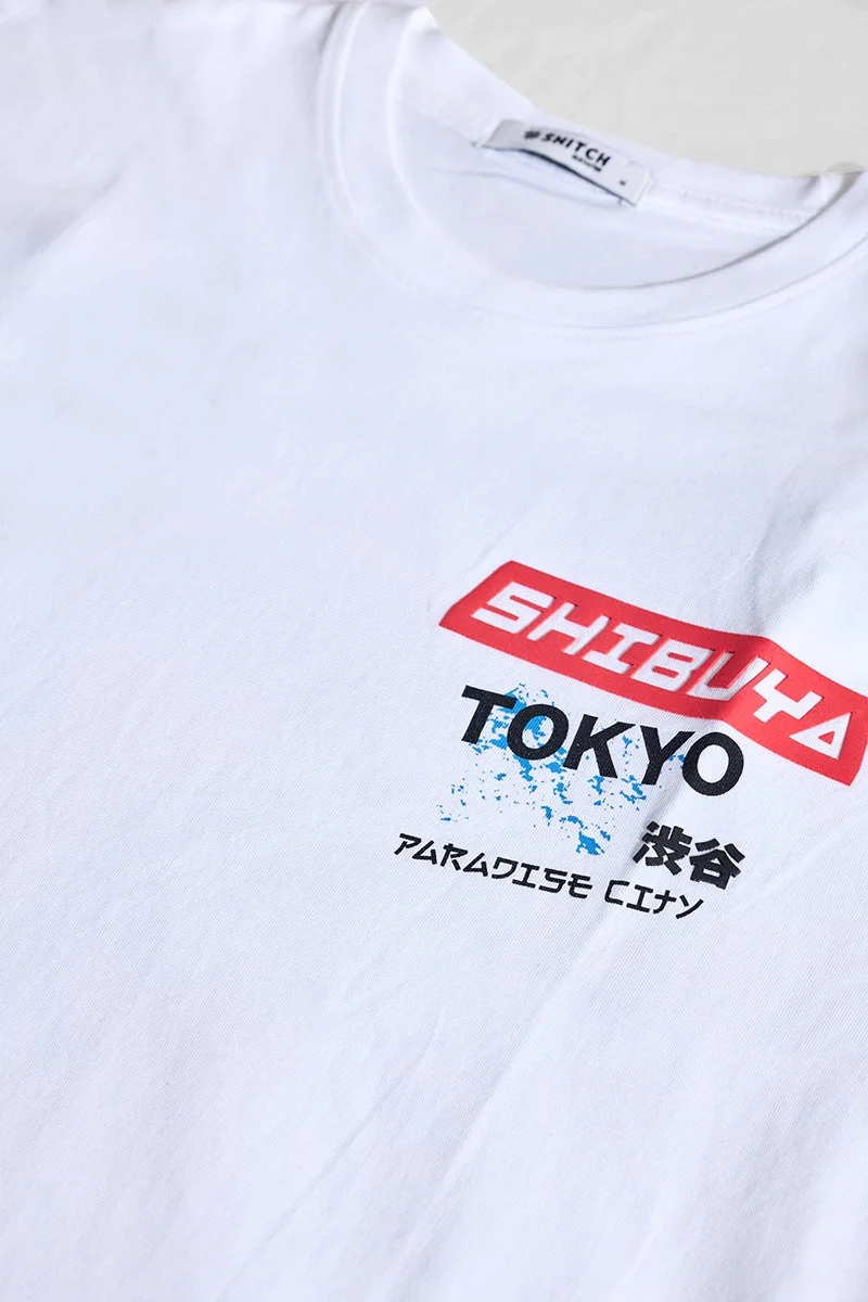 SNITCH Shibuya White Oversized Fit T-Shirt